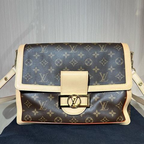 LV路易威登 老花達芙妮 單肩斜挎包 棕色拼淺米色