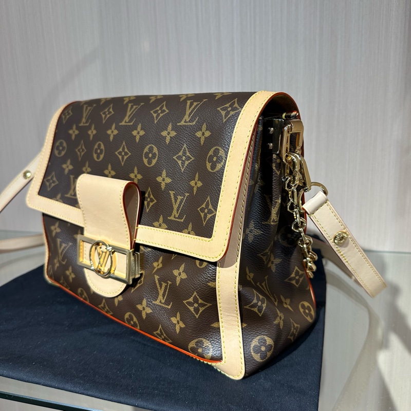 LV路易威登 老花達芙妮 單肩斜挎包 棕色拼淺米色-2