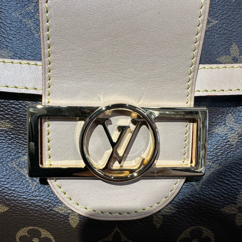 LV路易威登 老花達芙妮 單肩斜挎包 棕色拼淺米色-5