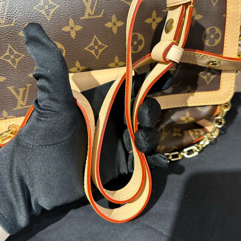 LV路易威登 老花達芙妮 單肩斜挎包 棕色拼淺米色-9