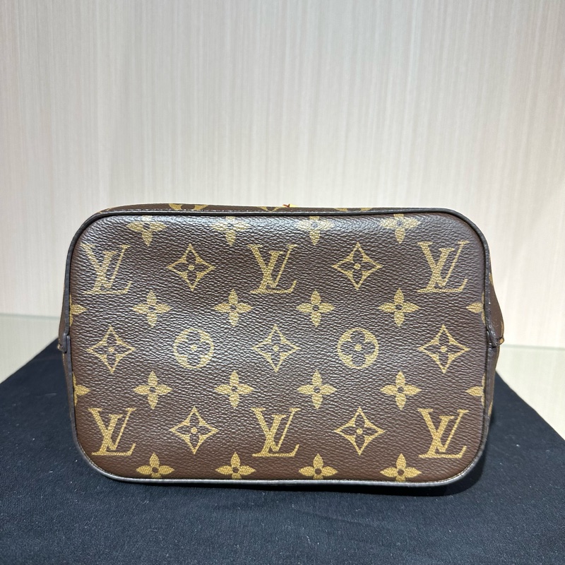 LV路易威登 BB 老花帆布拼羊毛皮 水桶包小號 棕色-4