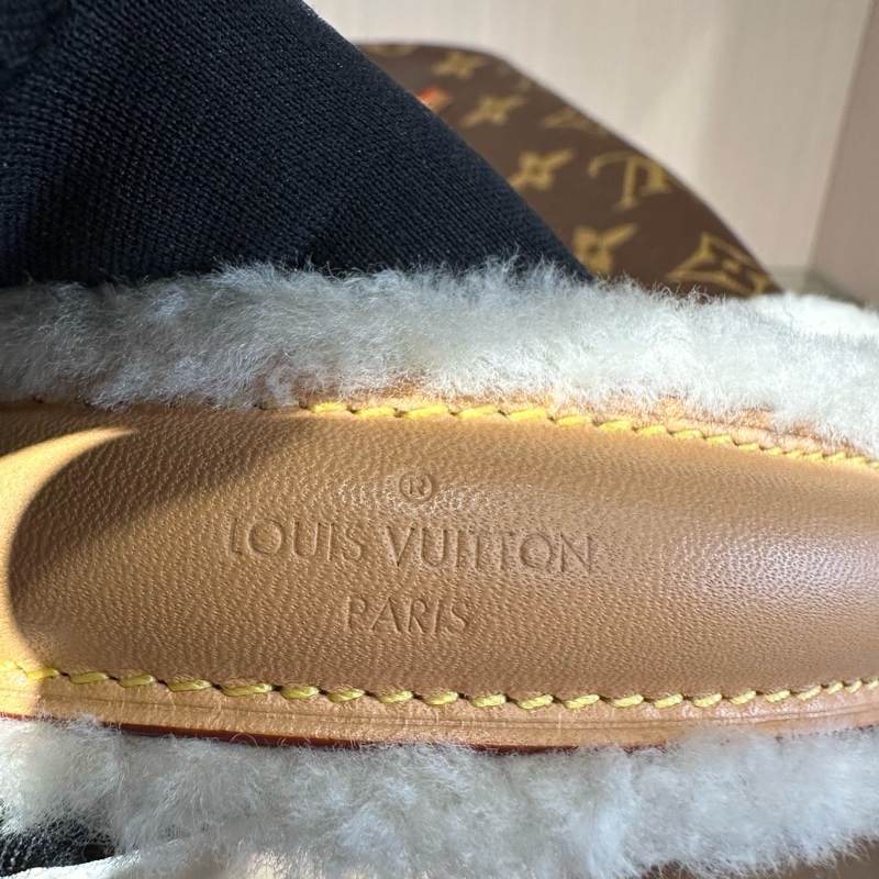 LV路易威登 BB 老花帆布拼羊毛皮 水桶包小號 棕色-5