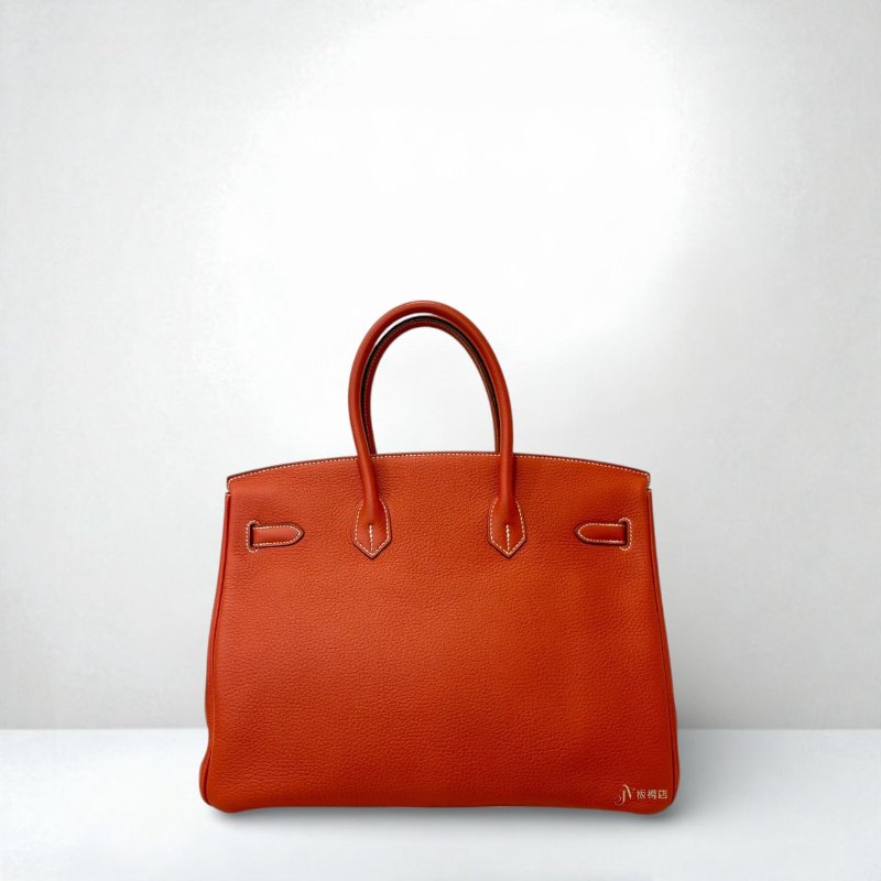Hermes包包 9j橘紅拼01白色銀釦t/c o年35cm柏金包-3