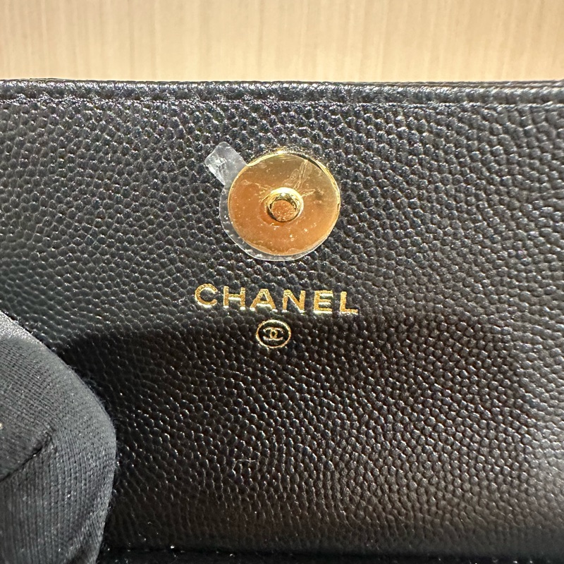 CHANEL香奈兒 22K菱格魚子醬小廢包迷你 黑色-7