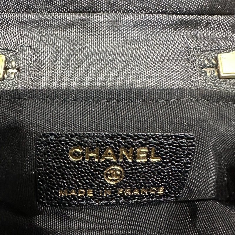 CHANEL香奈兒金扣菱格 荔枝紋牛皮 盒子包小號 黑色-6