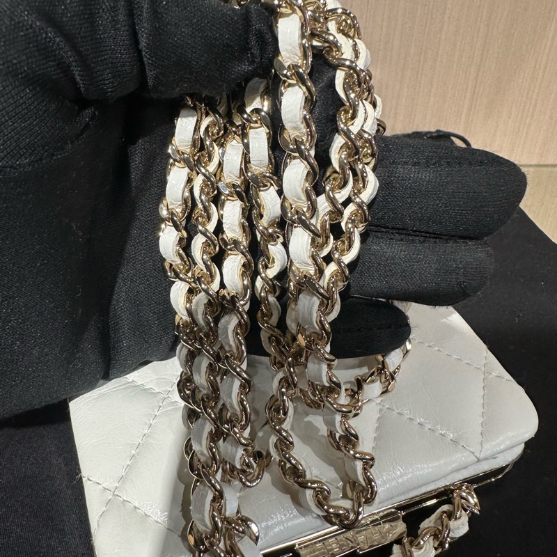 Chanel 香奈兒22Bmini白金蛙口包鏈條包-9