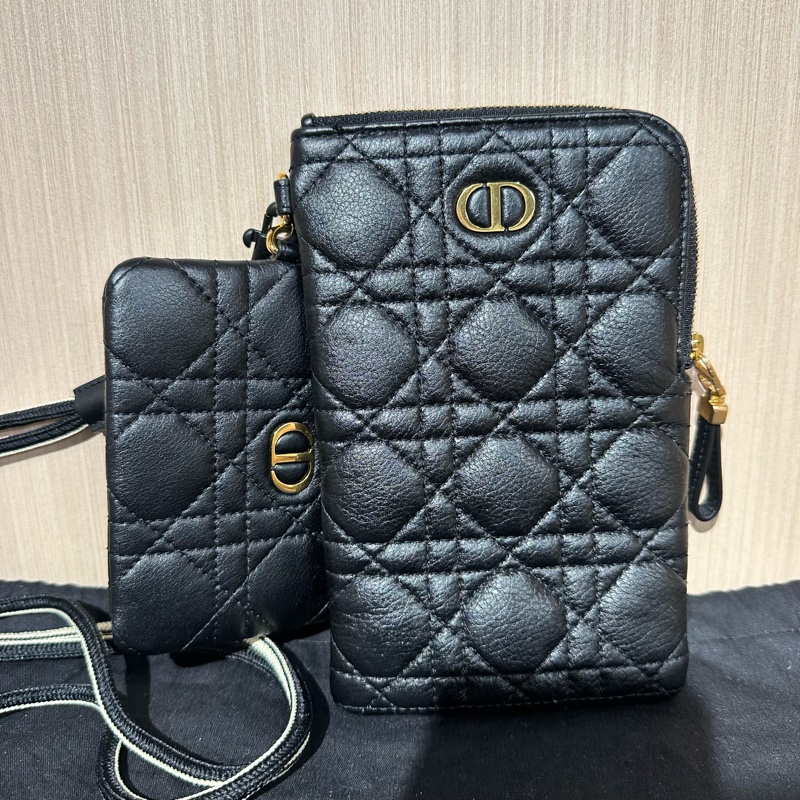 Dior 迪奧Caro系列 牛皮多功能手機包 黑色-0