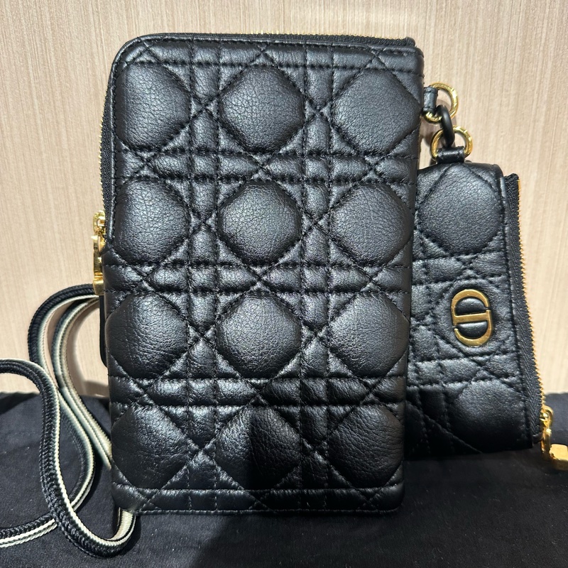 Dior 迪奧Caro系列 牛皮多功能手機包 黑色-3
