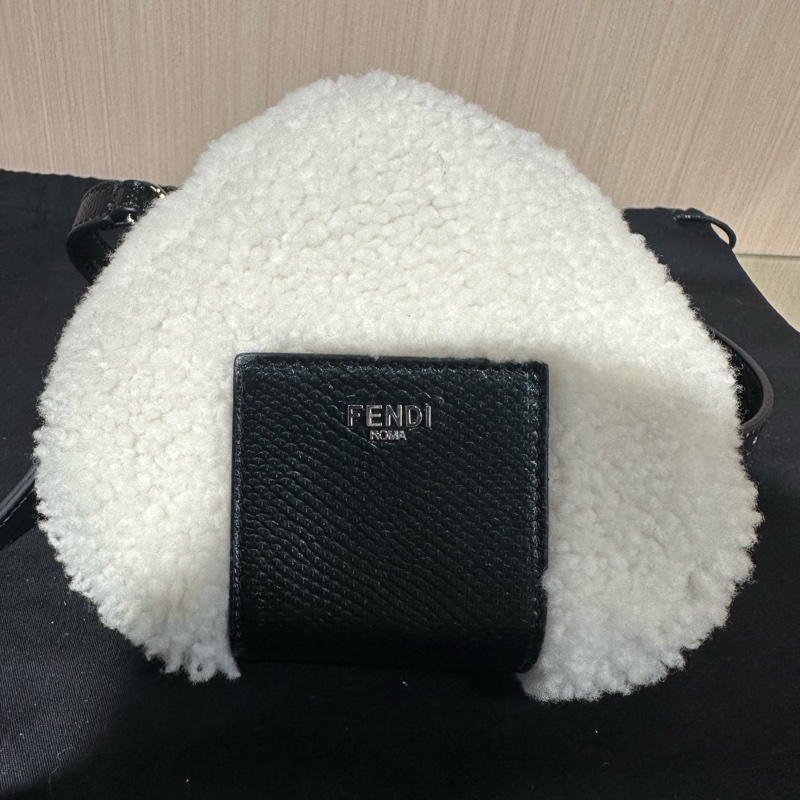 FENDI芬迪 飯團形 羊皮 單肩包 白色-0
