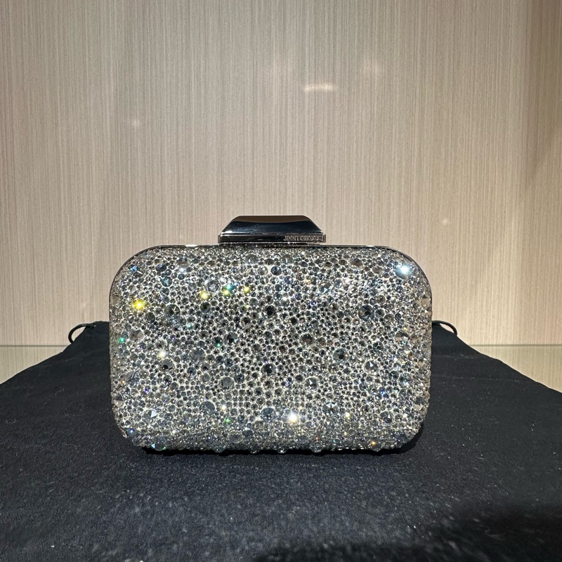 Jimmy Choo 立方體推鎖閉合 水晶 手拿包-0