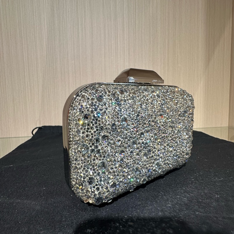 Jimmy Choo 立方體推鎖閉合 水晶 手拿包-1