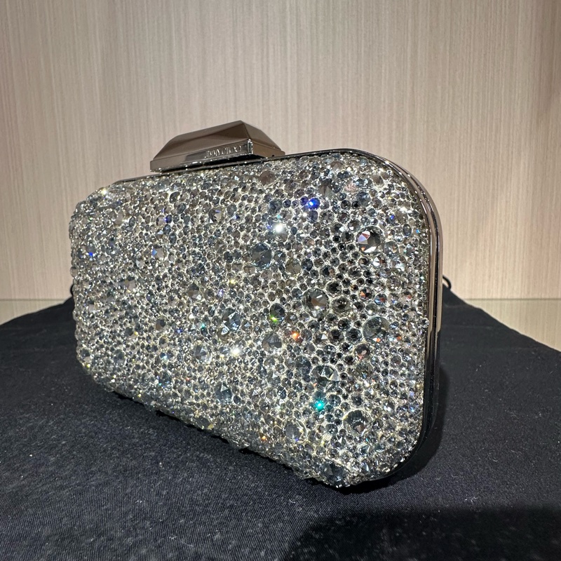Jimmy Choo 立方體推鎖閉合 水晶 手拿包-2