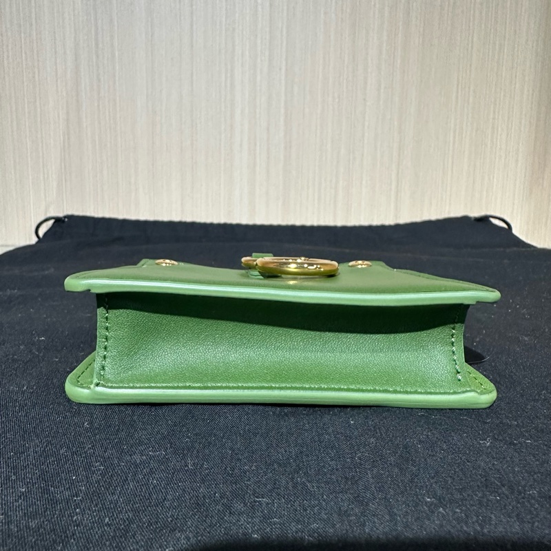 FENDI芬迪 Peekaboo 金扣納帕羊皮 零錢包 超迷你 綠色-4