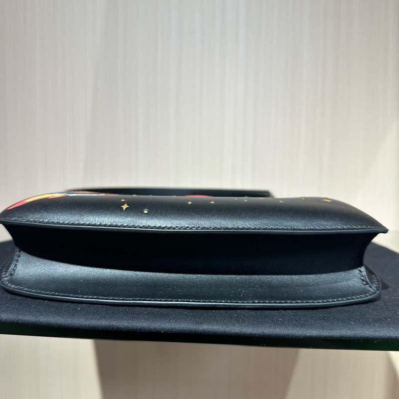 HERMES愛馬仕 Space Malice銀扣小牛皮 手提單肩包 黑色拼紅色-4