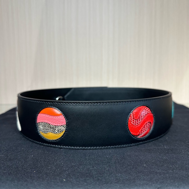 HERMES愛馬仕 Space Malice銀扣小牛皮 手提單肩包 黑色拼紅色-9