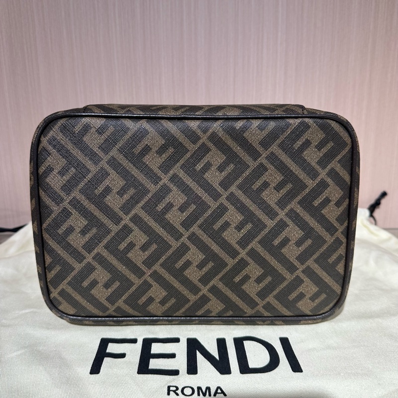 FENDI芬迪 滿印老花Logo洗漱包 化妝包小號 黑灰色-3