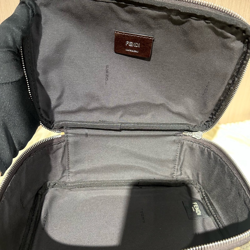 FENDI芬迪 滿印老花Logo洗漱包 化妝包小號 黑灰色-6