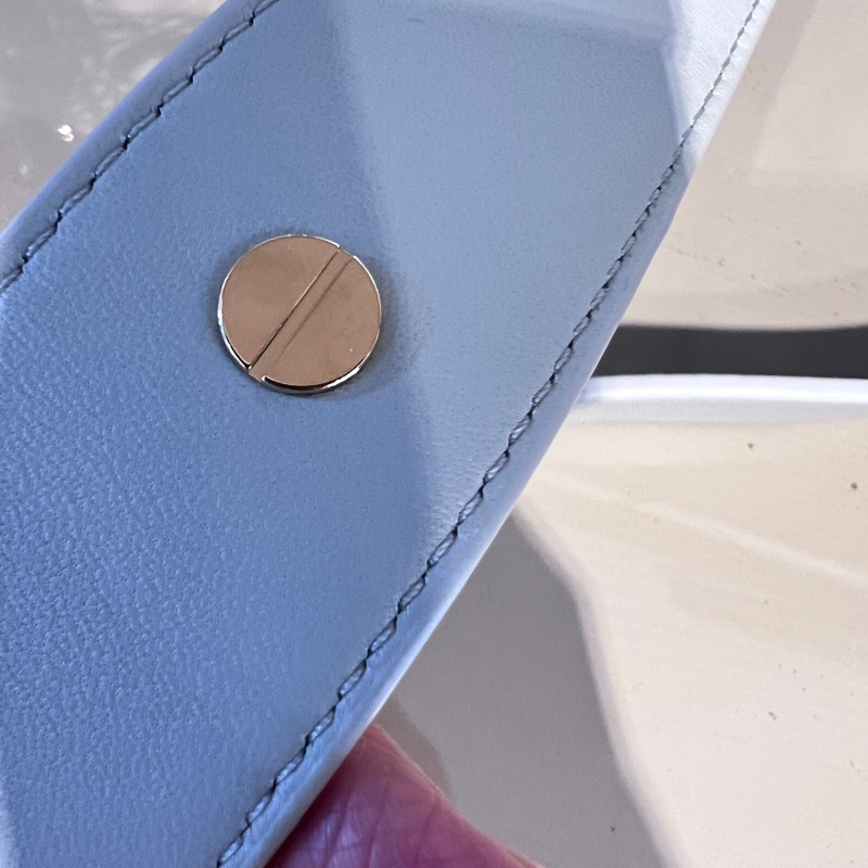 Dior 灰羊皮騰格Lady Dior小號淡金釦手提肩斜背包-23