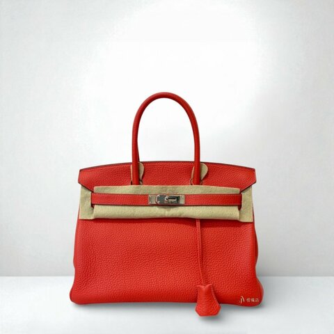 Hermes包包 T5玫瑰粉T/C銀釦30cm柏金Birkin