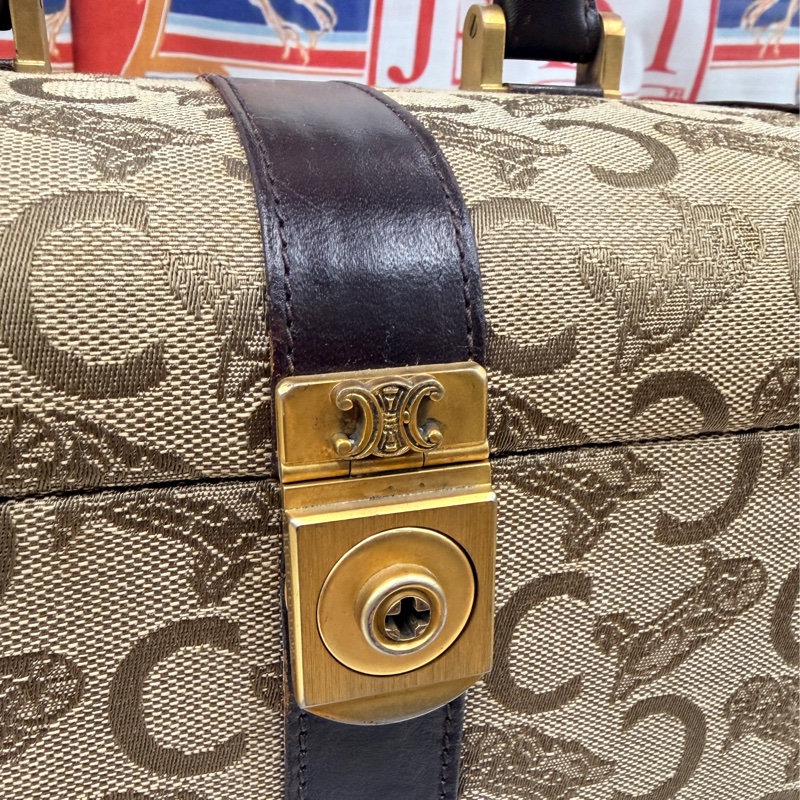 Celine 收藏品級 馬車老花手提化妝箱 棕色 真皮 思琳 手提包-2