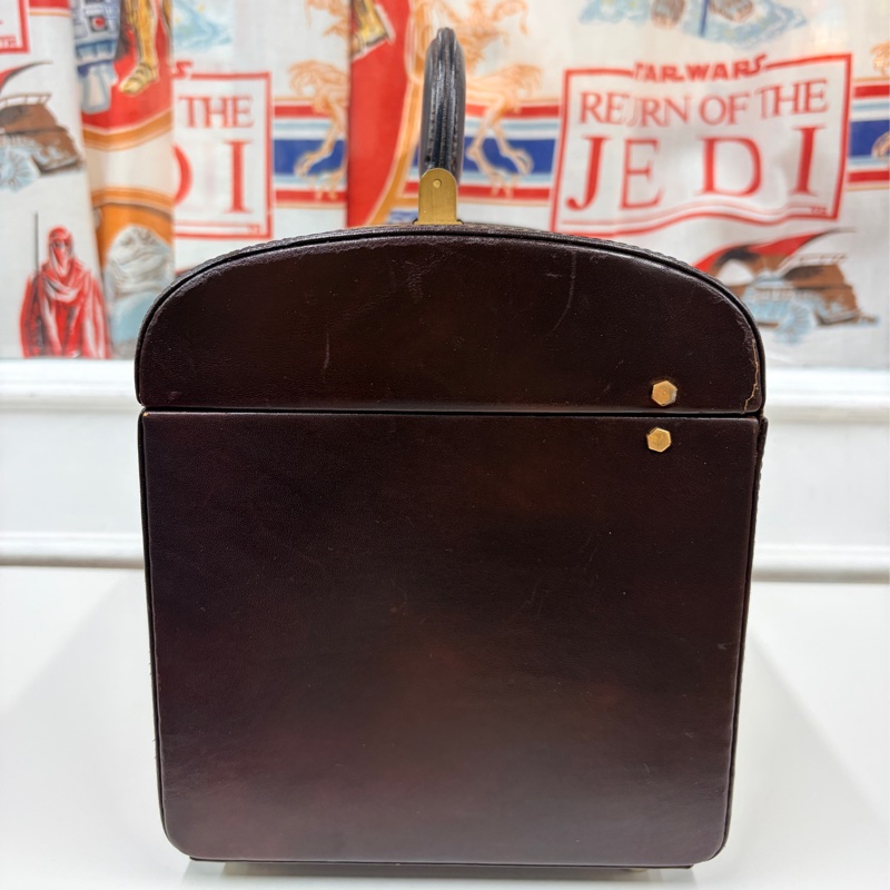 Celine 收藏品級 馬車老花手提化妝箱 棕色 真皮 思琳 手提包-4