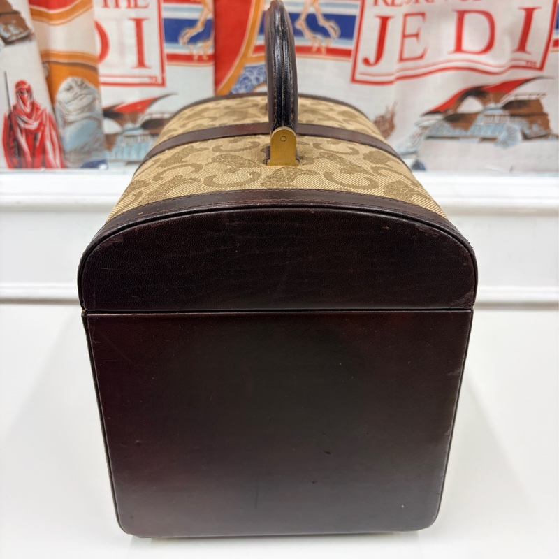 Celine 收藏品級 馬車老花手提化妝箱 棕色 真皮 思琳 手提包-5