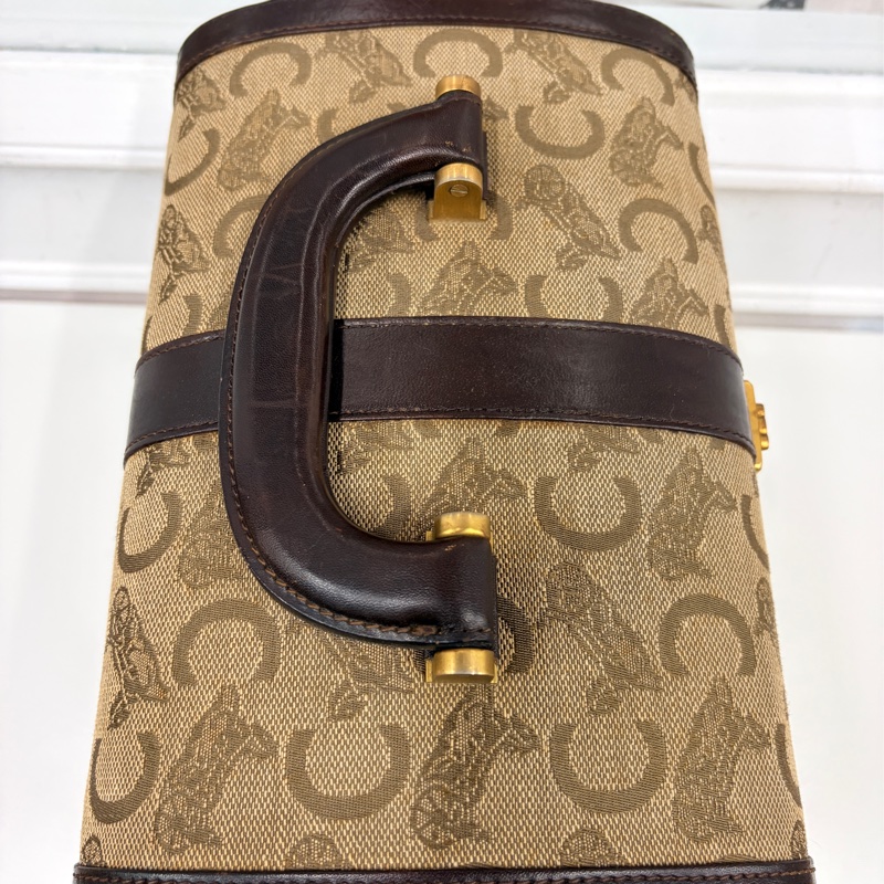 Celine 收藏品級 馬車老花手提化妝箱 棕色 真皮 思琳 手提包-7