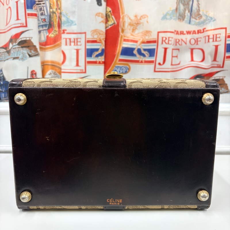 Celine 收藏品級 馬車老花手提化妝箱 棕色 真皮 思琳 手提包-8