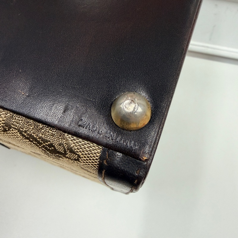 Celine 收藏品級 馬車老花手提化妝箱 棕色 真皮 思琳 手提包-14