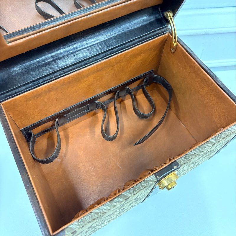 Celine 收藏品級 馬車老花手提化妝箱 棕色 真皮 思琳 手提包-18