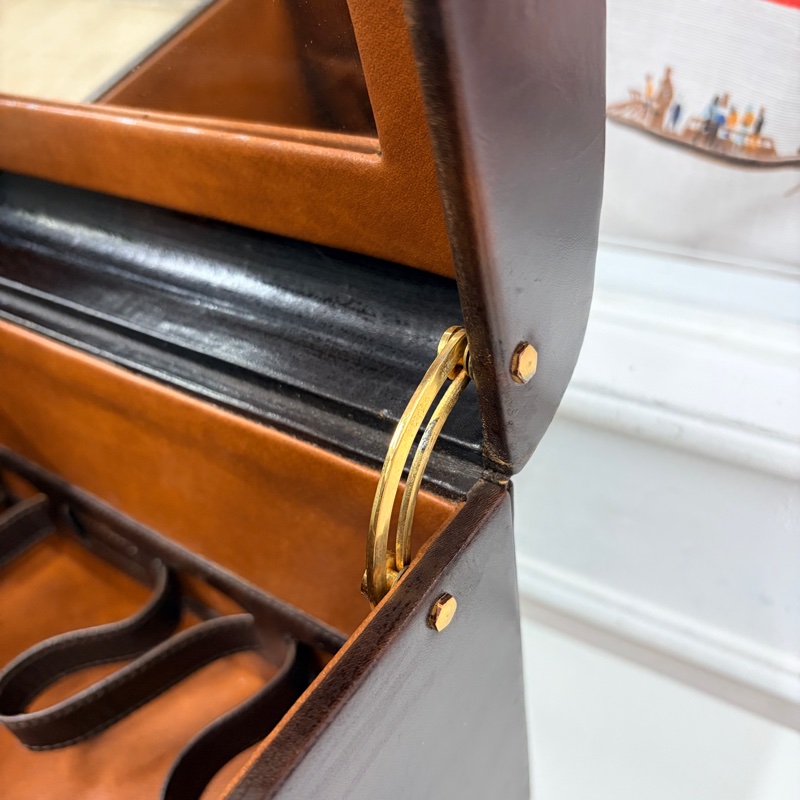 Celine 收藏品級 馬車老花手提化妝箱 棕色 真皮 思琳 手提包-20