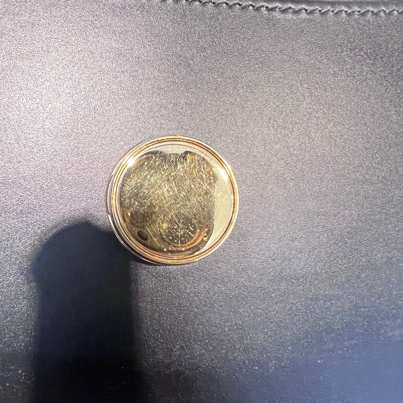 Burberry 黑滑面牛皮前大金圓下蓋斜背包-14