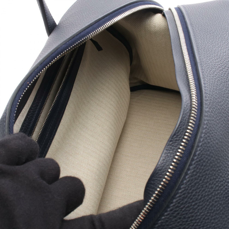 愛馬仕 Warago Cabin 35 單肩手提包 C 070970CK Togo 皮革 藍色 銀色-2