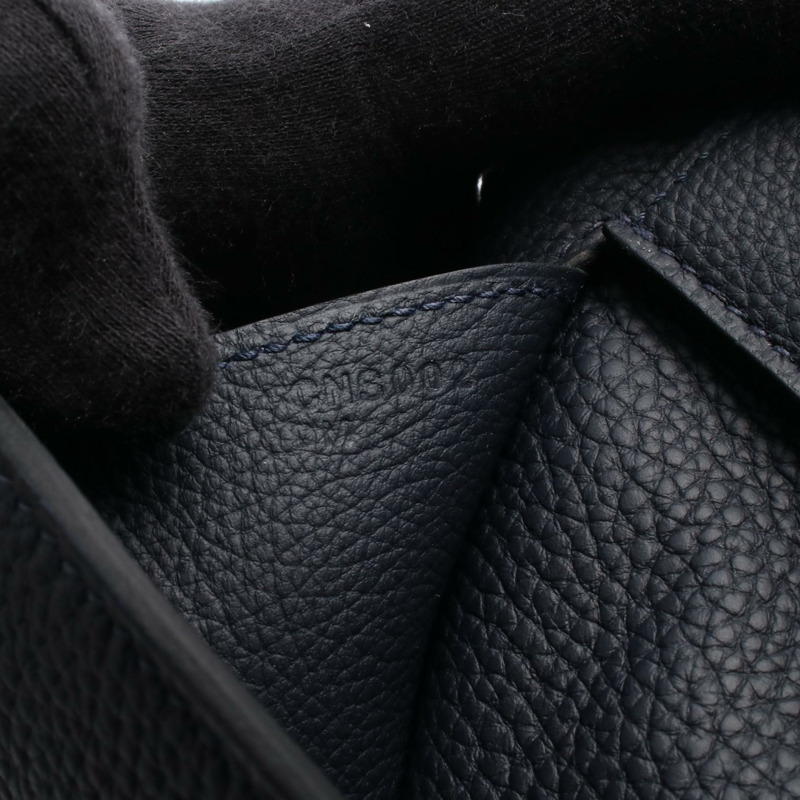 愛馬仕 Warago Cabin 35 單肩手提包 C 070970CK Togo 皮革 藍色 銀色-4