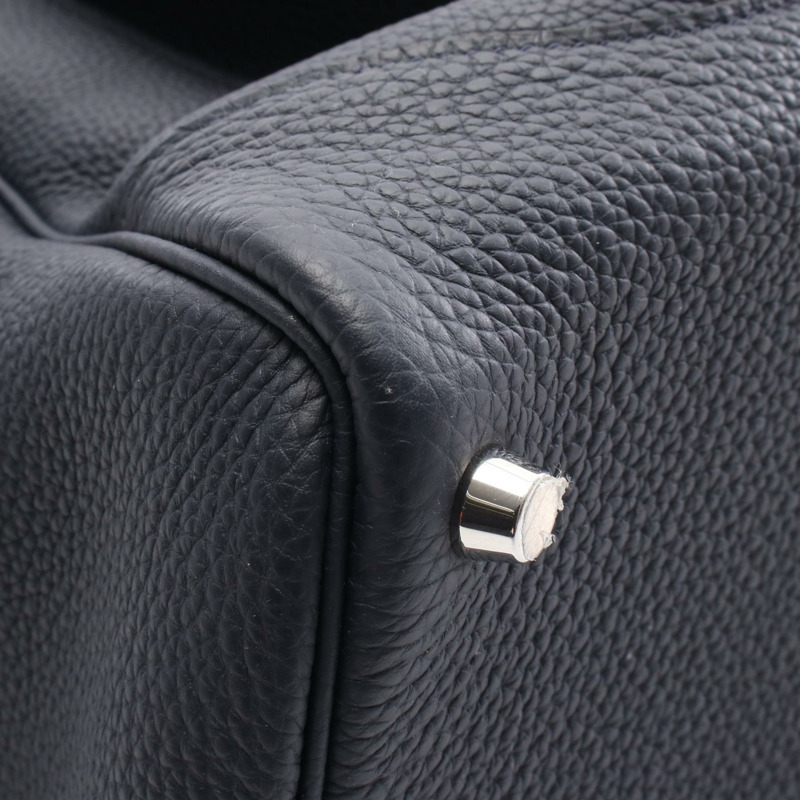 愛馬仕 Warago Cabin 35 單肩手提包 C 070970CK Togo 皮革 藍色 銀色-5