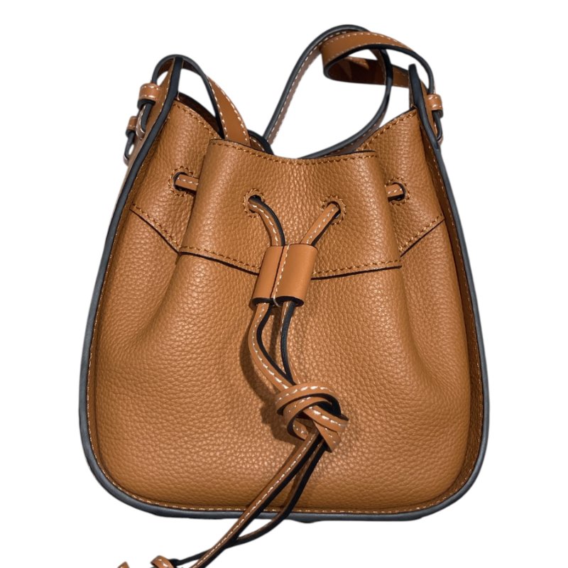 LOEWE羅威 061845 Mini Hammock抽繩吊床包 皮革 焦糖色 金扣-2