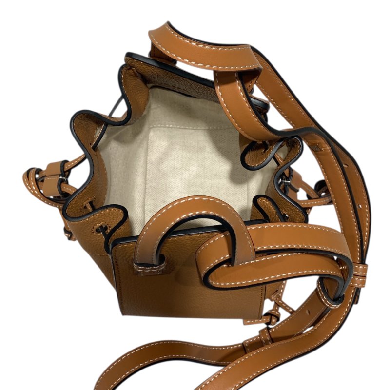 LOEWE羅威 061845 Mini Hammock抽繩吊床包 皮革 焦糖色 金扣-5