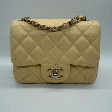 CHANEL 小雞黃羊皮金扣方胖子# 30開