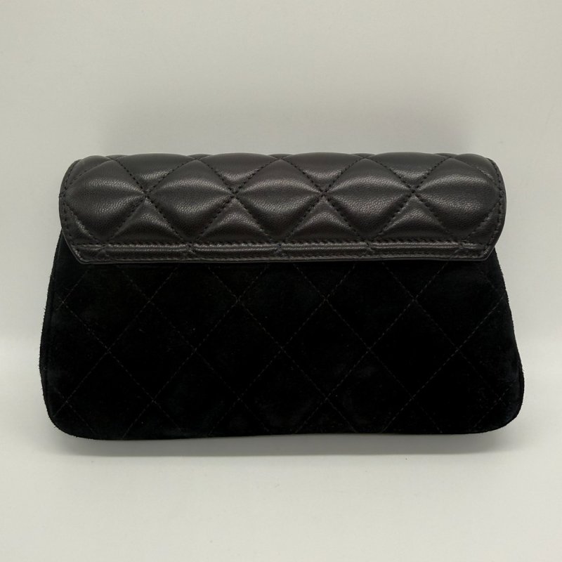 CHANEL 黑金菱格紋小羊皮馬鞍#芯片 25A-7