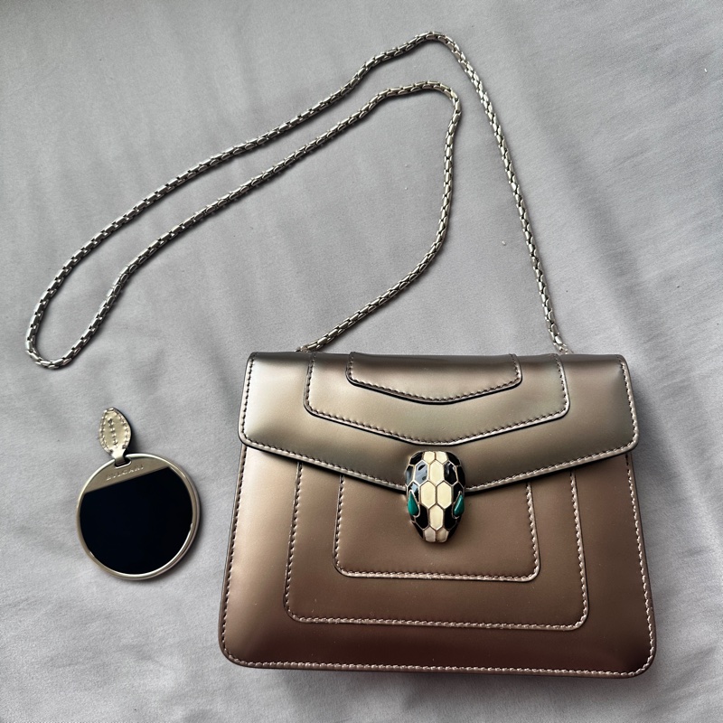 【絕美香檳金】BVLGARI 寶格麗 Serpenti Forever 經典蛇頭包-0