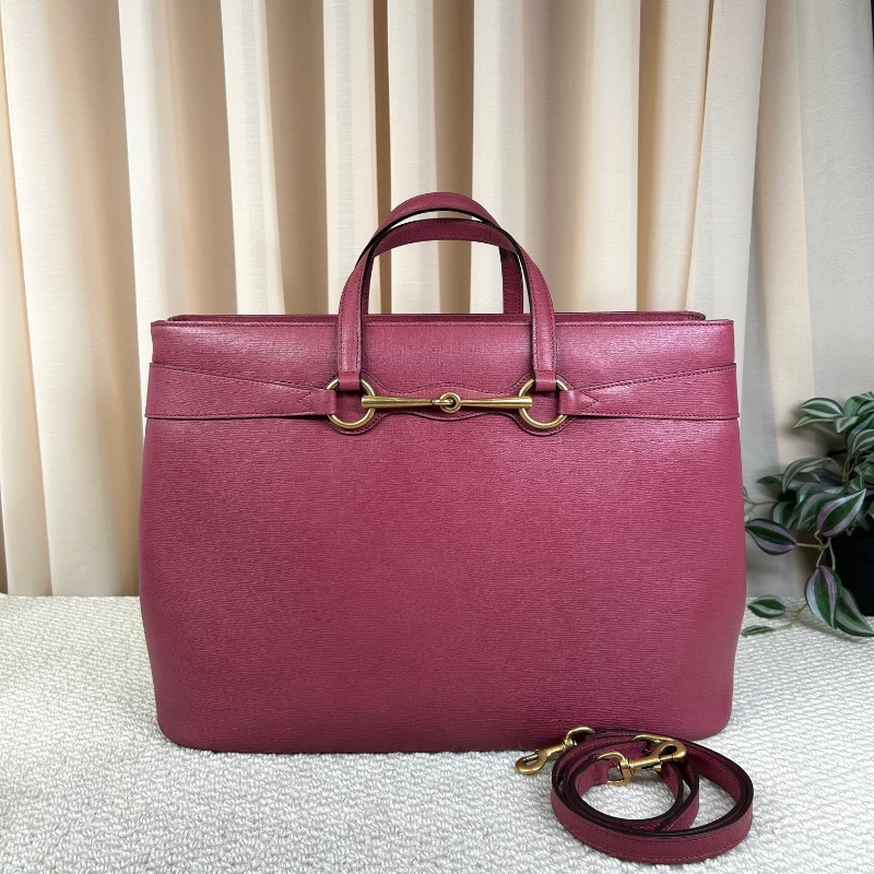 Gucci古馳馬銜扣牛皮包 配肩帶可單肩斜挎手提 內裡米白色 做工精緻 容量大 日常通勤百搭-0