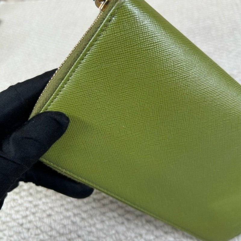 PRADA普拉達綠色長款錢包 拉鍊開合 卡位多 容量足 日常攜帶方便百搭-12