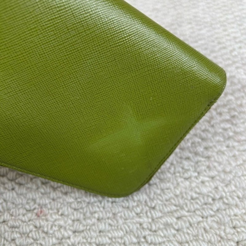 PRADA普拉達綠色長款錢包 拉鍊開合 卡位多 容量足 日常攜帶方便百搭-13