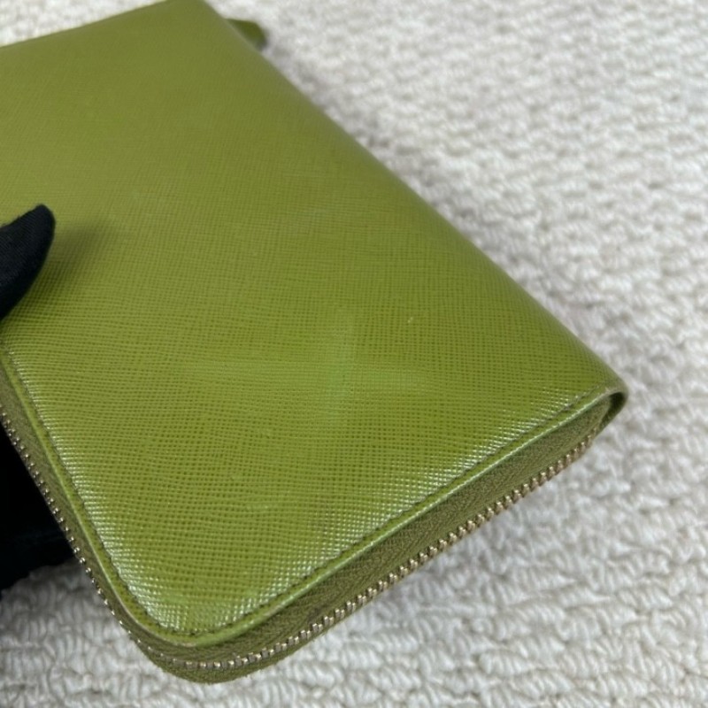 PRADA普拉達綠色長款錢包 拉鍊開合 卡位多 容量足 日常攜帶方便百搭-20