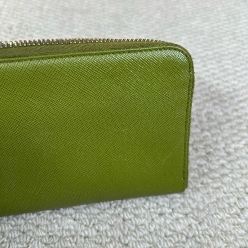 PRADA普拉達綠色長款錢包 拉鍊開合 卡位多 容量足 日常攜帶方便百搭-21