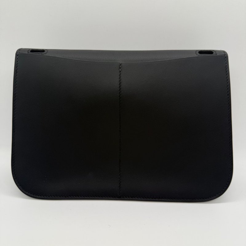 HERMES MINI HALZAN黑色配金釦手提肩背包#K刻-2