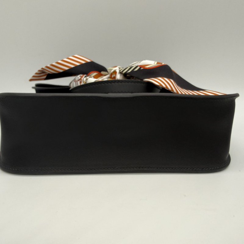 HERMES MINI HALZAN黑色配金釦手提肩背包#K刻-3