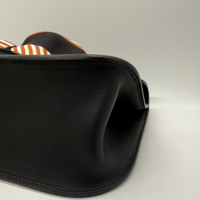 HERMES MINI HALZAN黑色配金釦手提肩背包#K刻-9