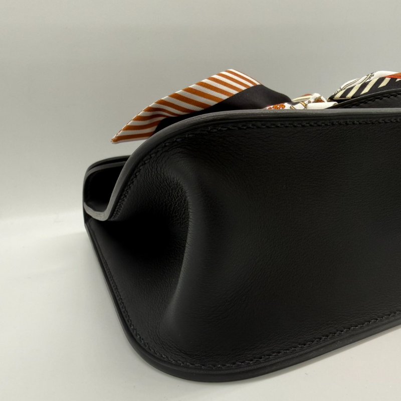 HERMES MINI HALZAN黑色配金釦手提肩背包#K刻-10