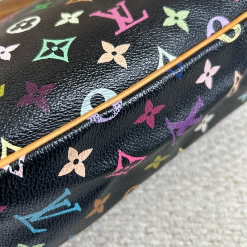 ZZZ LV路易威登黑三彩劍橋腋下包 棕色皮質肩帶 金色五金 雙扣設計四季通搭 單肩包手提包-21